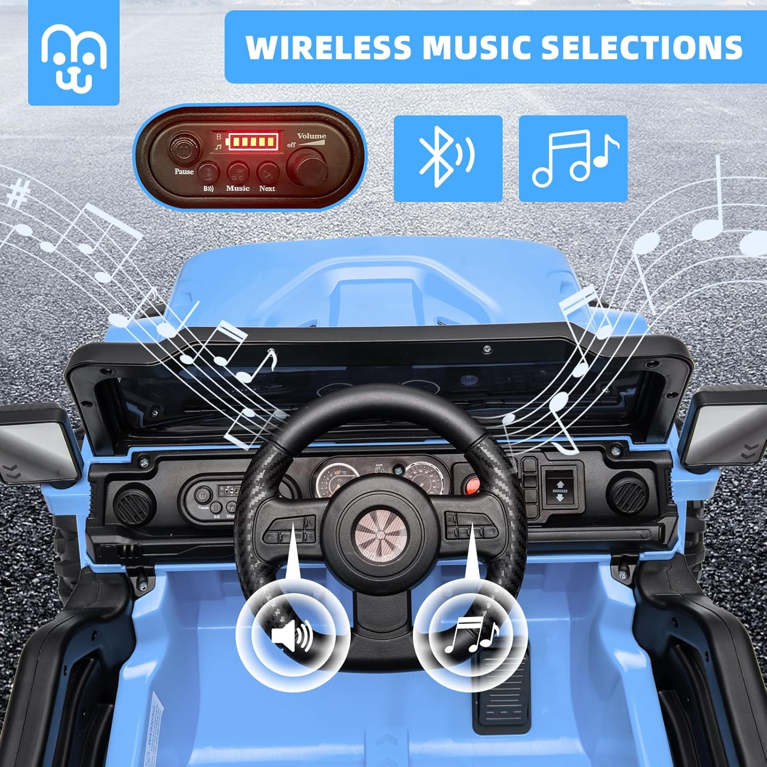 12V Kids Electric Ride on Truck Car Remote Control, Twin 35W Motors 3.5MPH Max Speed, Bluetooth USB Music Player, 4 Wheels Suspension LED Lights Safety Belt, Gift for Boy & Girl-Rosy