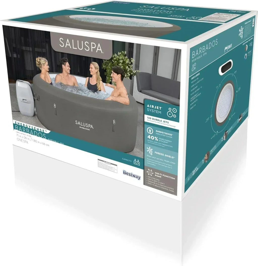 Bestway SaluSpa Miami EnergySense AirJet Inflatable Hot Tub Spa 71 x 26 Portable Hot Tub