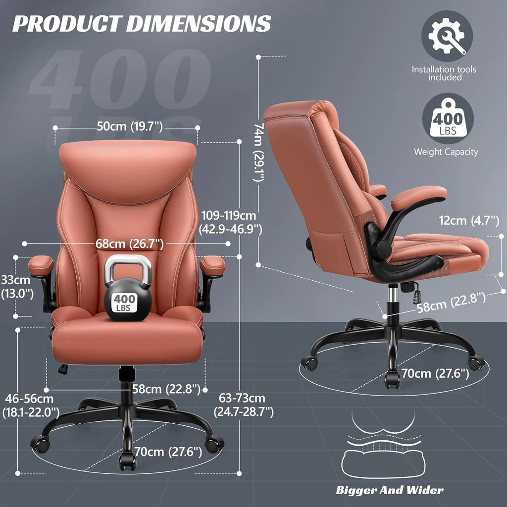 Office Chair Large High-Foot Computer Desk Chair, Breathable Leather Chair Lumbar Support Rotating Computer Chair